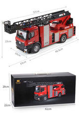 Huina 1:14 RC Fire Truck Extensible Ladder Toy Car Water Gun Construction Light Sound Gift - Top-Down View