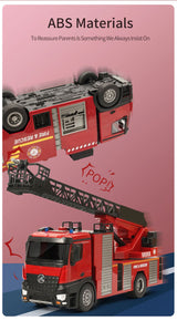 Huina 1:14 RC Fire Truck Extensible Ladder Toy Car Water Gun Construction Light Sound Gift - Extra Image