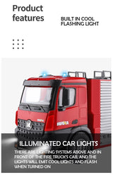 Huina 1:14 RC Fire Truck Extensible Ladder Toy Car Water Gun Construction Light Sound Gift - Extra Image