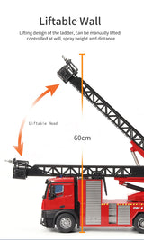 Huina 1:14 RC Fire Truck Extensible Ladder Toy Car Water Gun Construction Light Sound Gift - Extra Image