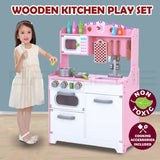 Kids Wooden Kitchen Pretend Play Set Toy Toddlers Children Cooking Food Cookware - 45-Degree Angle