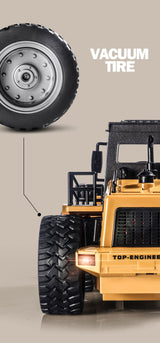 HUINA 1/18 6CH RC Alloy Construction Loader Bulldozer Engineering Vehicle Toy - Close-Up Angle
