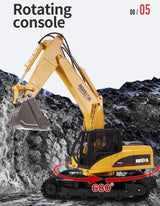 HUINA 1/14 15CH RC Alloy Excavator Construction Engineering Vehicle Digger Toy Gift - Close-Up Angle