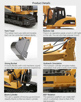 HUINA 1/14 15CH RC Alloy Excavator Construction Engineering Vehicle Digger Toy Gift - Extra Image