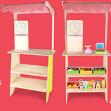 Kids Wooden Toy Pretend Play Marketplace Stand Fruit Veg Shop Stall Supermarket - Side View