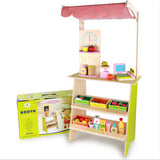 Kids Wooden Toy Pretend Play Marketplace Stand Fruit Veg Shop Stall Supermarket - 45-Degree Angle