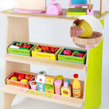 Kids Wooden Toy Pretend Play Marketplace Stand Fruit Veg Shop Stall Supermarket - Rear View