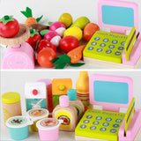 Kids Wooden Toy Pretend Play Marketplace Stand Fruit Veg Shop Stall Supermarket - Close-Up Angle