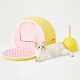 Vetreska Fruity Portable Cat Kitty Toilet Litter Box Tray House Lid Scoop Set Grapefruit - Close-Up Angle