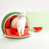 Vetreska Fruity Portable Cat Kitty Toilet Litter Box Tray House Lid Scoop Set Watermelon - Front View
