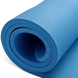 10mm Extra Thick NBR Yoga Mat Gym Pilates Fitness Exercise - blue - Side View