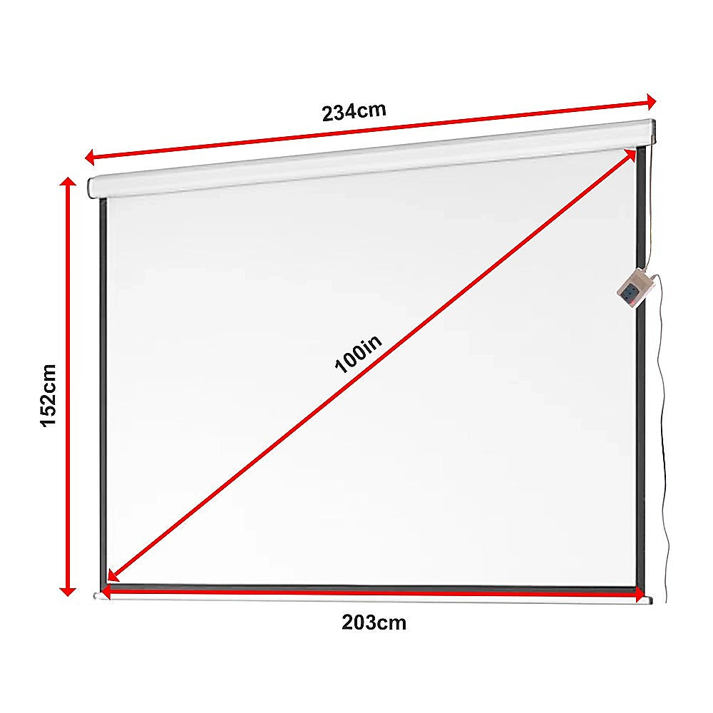 100 Electric Motorised Projector Screen TV +Remote