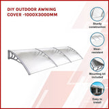DIY Outdoor Awning Cover -1000x3000mm - Side View