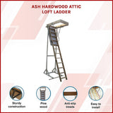Ash Hardwood Attic Loft Ladder - Side View