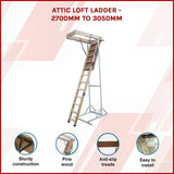 Attic Loft Ladder - 2700mm to 3050mm - Side View