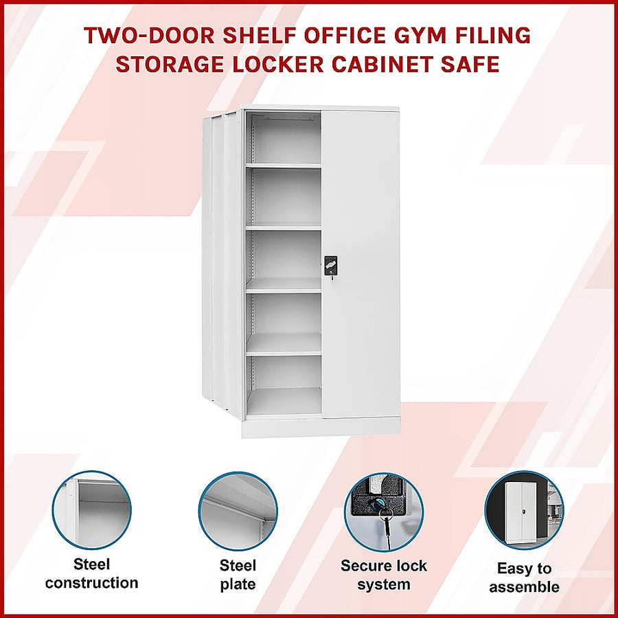Two-Door Shelf Office Gym Filing Storage Locker Cabinet Safe, image 3