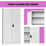 Two-Door Shelf Office Gym Filing Storage Locker Cabinet Safe - Low Angle