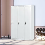 Three-Door Side by Side Office Gym Shed Storage Locker - Front View