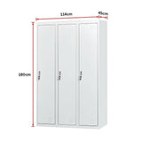 Three-Door Side by Side Office Gym Shed Storage Locker