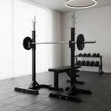 Squat Rack Stand Pair Bench Press Weight Lifting Barbell - Close-Up Angle