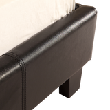 Single PU Leather Bed Frame Black - Low Angle