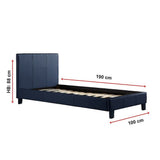 Single PU Leather Bed Frame Blue - Extra Image