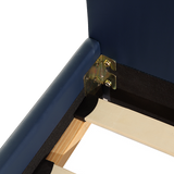 Single PU Leather Bed Frame Blue - 45-Degree Angle