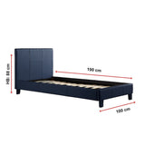 Single PU Leather Bed Frame Blue - Extra Image