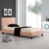 Single PU Leather Bed Frame Pink - Front View