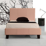 Single PU Leather Bed Frame Pink - Close-Up Angle