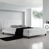 Double PU Leather Bed Frame White - Front View