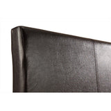 Double PU Leather Bed Frame Brown - Close-Up Angle