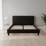 Double PU Leather Bed Frame Black - 45-Degree Angle