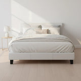 Queen PU Leather Bed Frame White - 45-Degree Angle