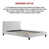 Queen PU Leather Bed Frame White - Extra Image