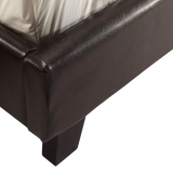 Queen PU Leather Bed Frame Brown - Top-Down View
