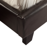 Queen PU Leather Bed Frame Brown - Low Angle
