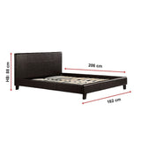 Queen PU Leather Bed Frame Brown - Extra Image