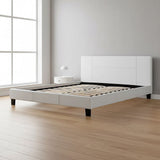 King PU Leather Bed Frame White - Front View