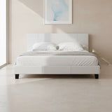 King PU Leather Bed Frame White - 45-Degree Angle