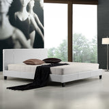 King PU Leather Bed Frame White - Front View