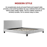 King PU Leather Bed Frame White - Close-Up Angle