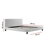 King PU Leather Bed Frame White - Low Angle