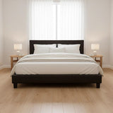 King PU Leather Bed Frame Brown - 45-Degree Angle