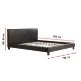 King PU Leather Bed Frame Black - Low Angle