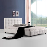 Double PU Leather Deluxe Bed Frame White - Front View