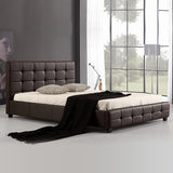 Double PU Leather Deluxe Bed Frame Brown - Front View