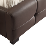 Double PU Leather Deluxe Bed Frame Brown - Top-Down View