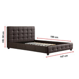 Double PU Leather Deluxe Bed Frame Brown - Low Angle