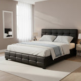 Double PU Leather Deluxe Bed Frame Black - Front View